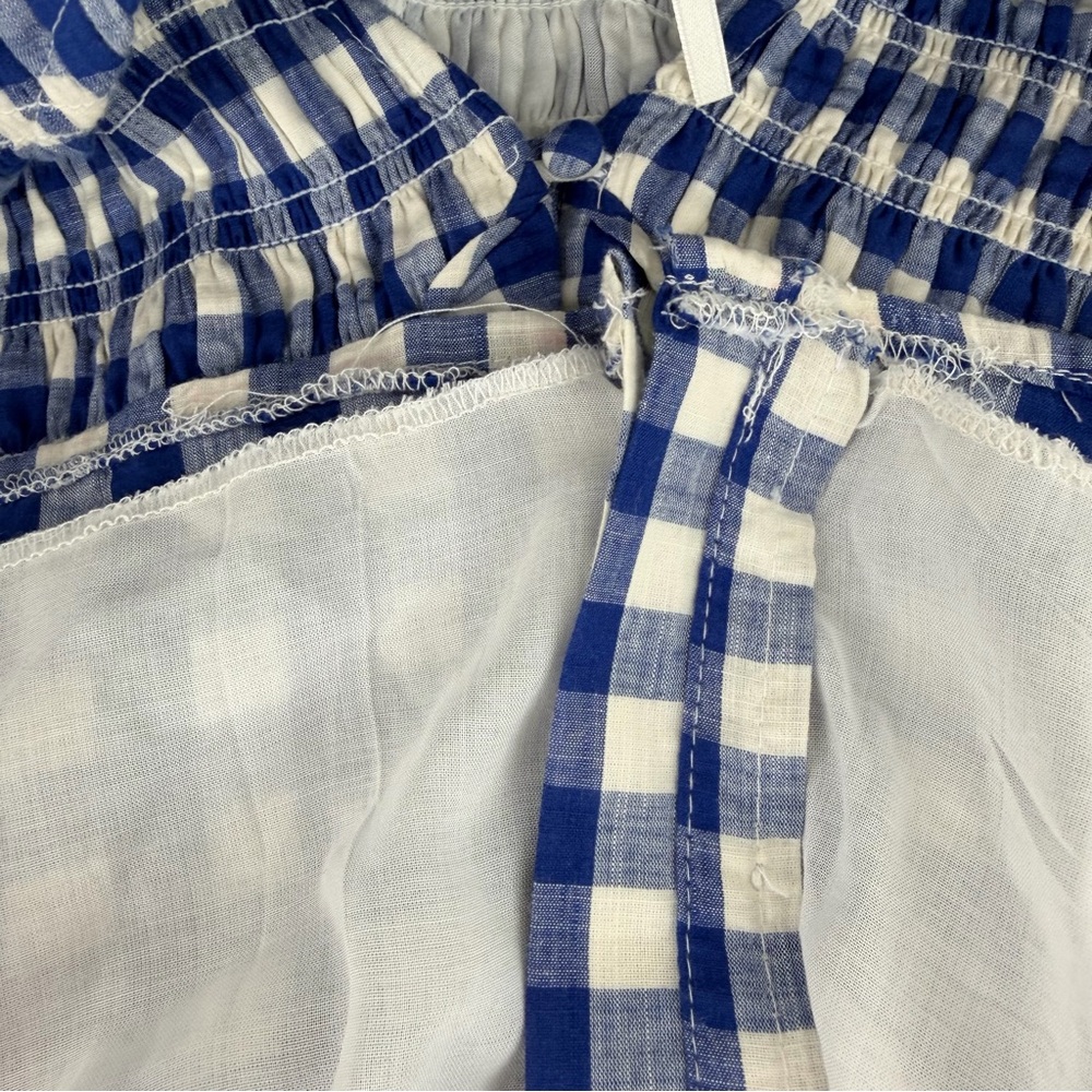 Anthropologie Size 1X Peregrine Blue & White Checkered Gingham Mini Dress - Picture 11 of 15